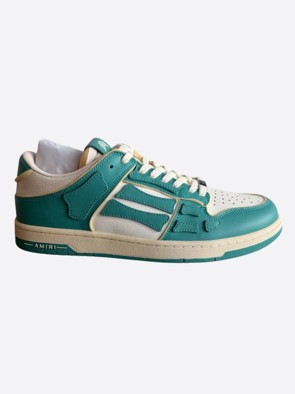 Amiri Sea Blue & White Collegiate Skel Low Top Sneakers